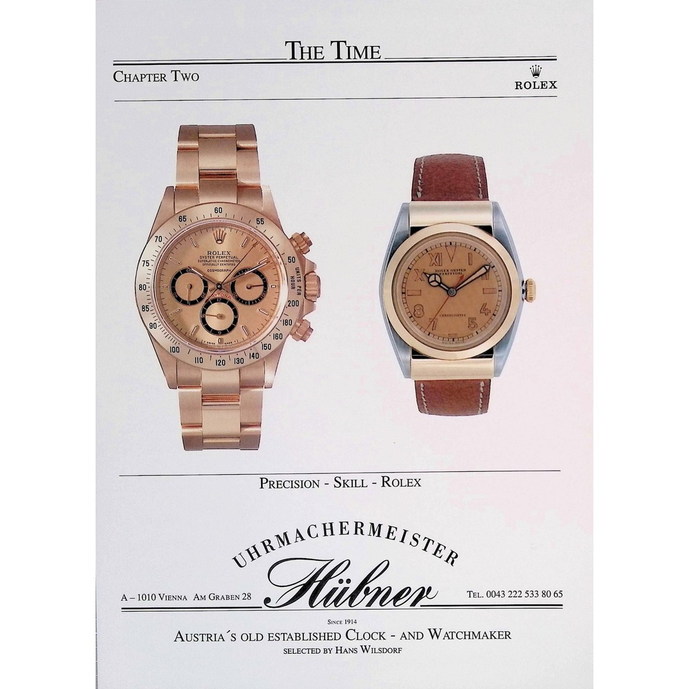 Rolex Daytona Oyster Perpetual Hübner Vtg Watch Ad Original Book Page Wall Art